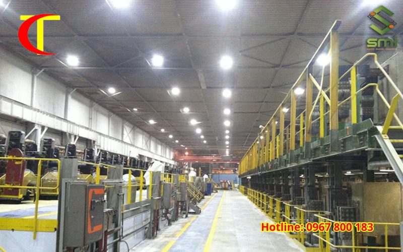 lắp đặt hệ thống chiếu sáng nhà máy sản xuất bánh kẹo 