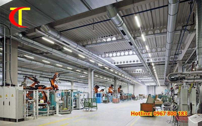 lắp đặt hệ thống chiếu sáng nhà máy sản xuất bánh kẹo 