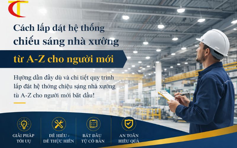 Cách lắp đặt hệ thống chiếu sáng nhà xưởng từ A-Z cho người mới cách lắp đặt hệ thống chiếu sáng nhà xưởng
