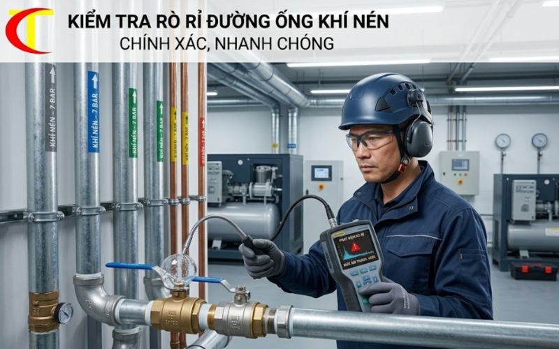 Kiểm Tra Rò Rỉ Đường Ống Khí Nén Chính Xác, Nhanh Chóng kiểm tra rò rỉ đường ống khí nén