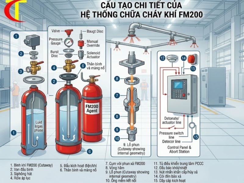 Thi Công Hệ Thống Chữa Cháy Khí FM200 Đạt Chuẩn An Toàn PCCC thi công hệ thống chữa cháy khí FM200