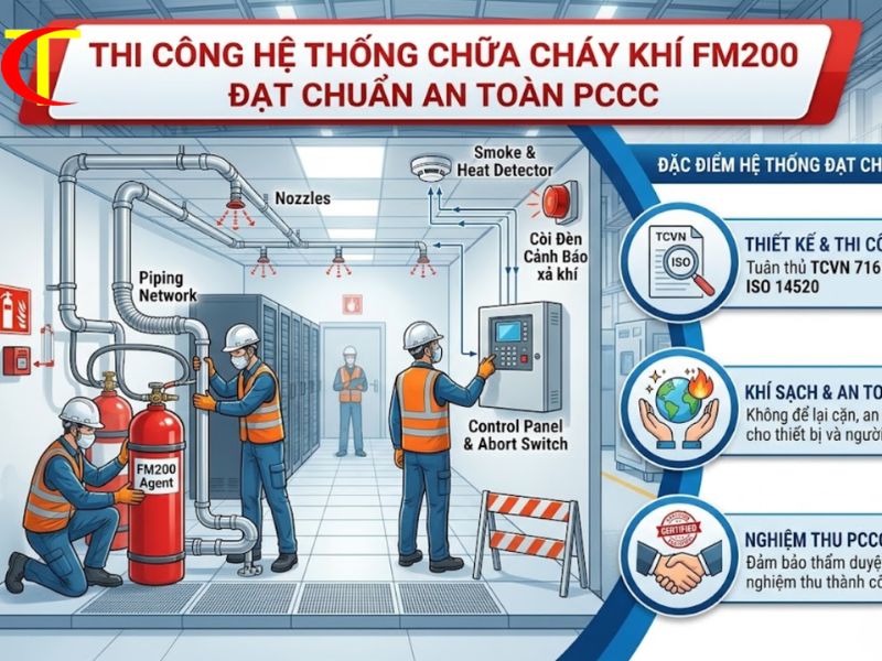 Thi Công Hệ Thống Chữa Cháy Khí FM200 Đạt Chuẩn An Toàn PCCC thi công hệ thống chữa cháy khí FM200